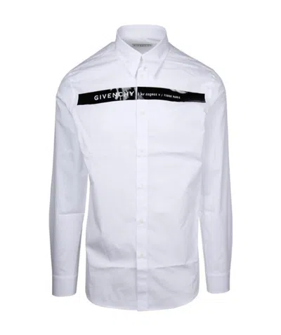Givenchy Logo-stripe Long-sleeve Shirt In White