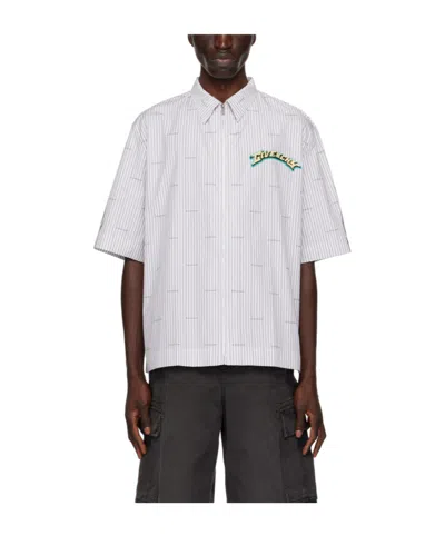 Givenchy Logo Striped Shirt In Gray