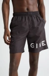 Givenchy Logo Swim Trunks In Black/white