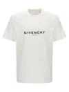 Givenchy White Crewneck T-shirt With Logo Print In Cotton Man