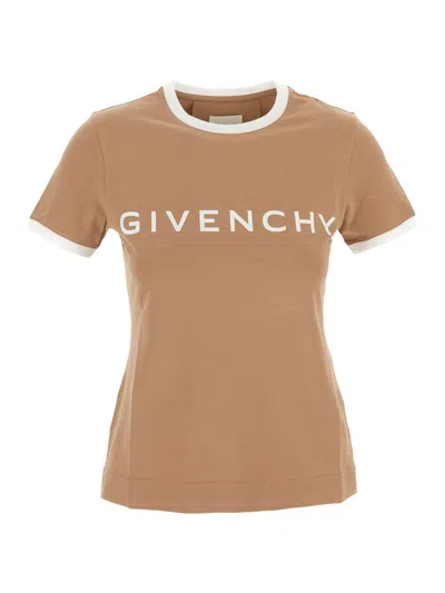 Givenchy Logo T-shirt In Beige