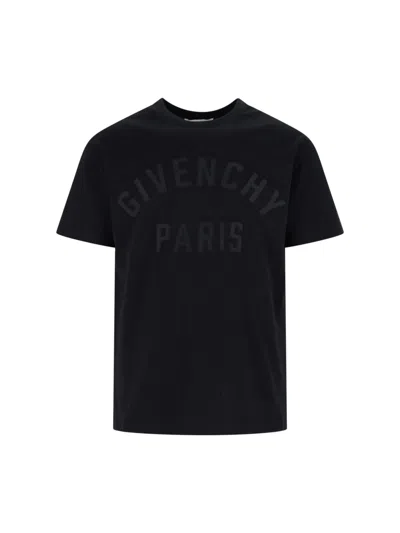 Givenchy Black T-shirt With Maxi Logo On The Front In Cotton Man