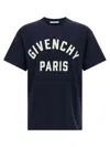 Givenchy Relaxed Fit Black Cotton T-shirt With Bold Logo Print In Blue