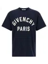Givenchy Relaxed Fit Black Cotton T-shirt With Bold Logo Print In Blue