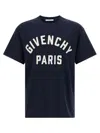 Givenchy Relaxed Fit Black Cotton T-shirt With Bold Logo Print In Blue
