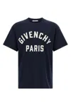 Givenchy Relaxed Fit Black Cotton T-shirt With Bold Logo Print In Blue