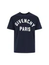 Givenchy Relaxed Fit Black Cotton T-shirt With Bold Logo Print In Blue