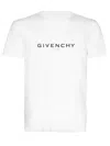Givenchy White Crewneck T-shirt With Logo Print In Cotton Man In White