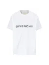 Givenchy White Crewneck T-shirt With Logo Print In Cotton Man In White