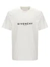 Givenchy White Crewneck T-shirt With Logo Print In Cotton Man In White