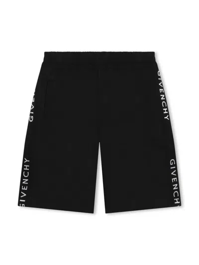 Givenchy Kids Logo-tape Bermuda Shorts In Black