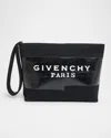 Givenchy Logo Tape Canvas Pouch With Wrist Strap In Black