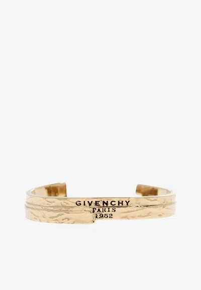 Givenchy Logo Tape Cuff Bracelet In Gold