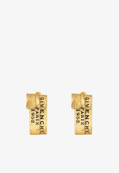 Givenchy Logo Tape Hoop Earrings In Gold