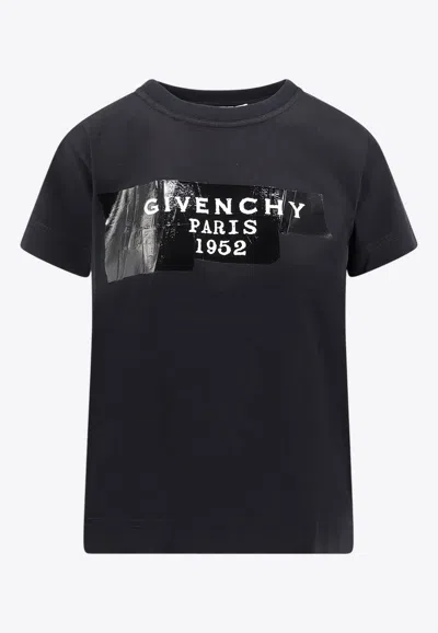 Givenchy Logo Tape Print T-shirt In Black