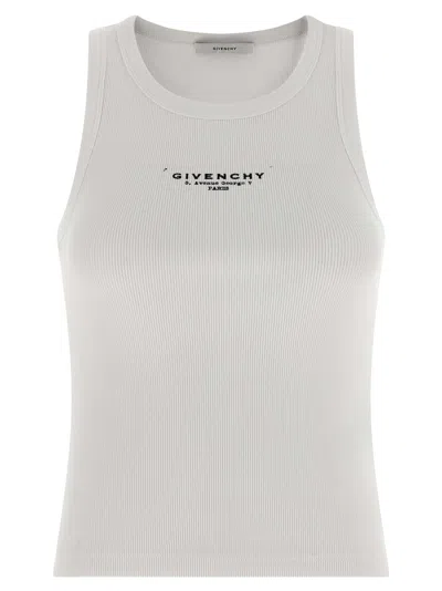 Givenchy White Sleeveless Top With Logo Lettering On The Front In Cotton Stretch Woman