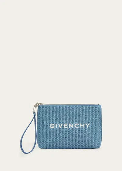 Givenchy Logo Travel Pouch Wristlet In Sky Blue