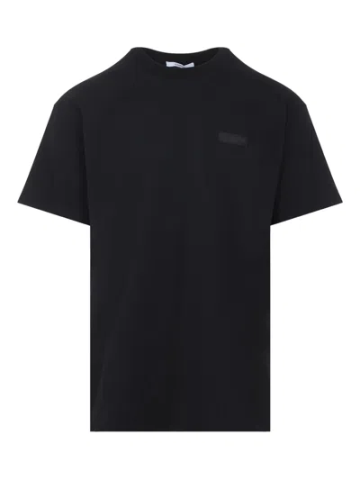 Givenchy Logo T-shirt With Grosgrain Detail And Short Sleeves In Nero