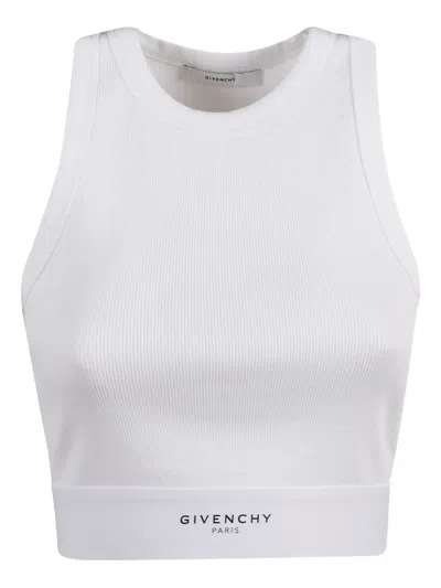 Givenchy Ribbed Top With Logo Band In White