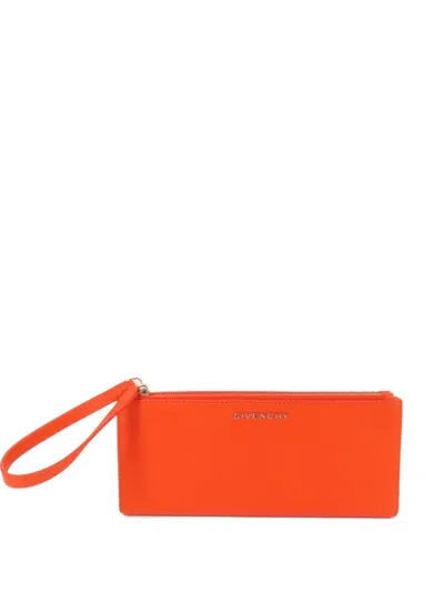 Pre-owned Givenchy Logo Wallet In Orange
