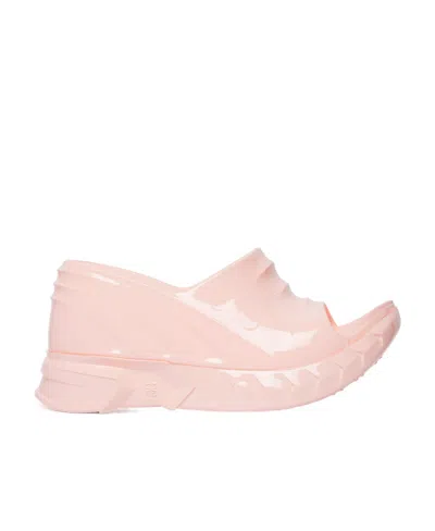 Givenchy Logo Wedges Sandals In Nude