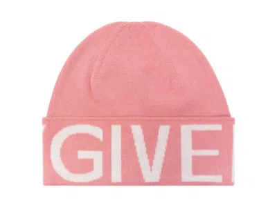 Pre-owned Givenchy Logo Wool Beanie In Pink