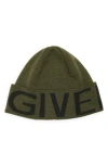 Givenchy Jacquard Logo Beanie With Folded Cuff And Bold Graphic In Green