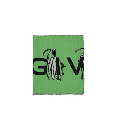 Givenchy Logo Wool Scarf In Green