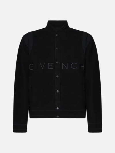 Givenchy Logo-embroidered Wool Varsity Jacket In Black
