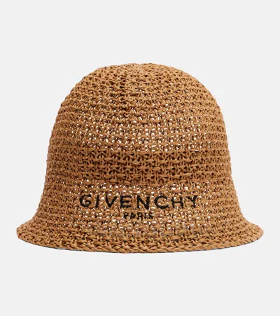 Givenchy Logo Woven Cotton-blend Bucket Hat In Brown