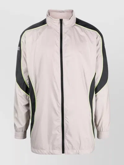 Givenchy Logo Zip-up Jacket With High Neck And Pockets In Pearl Grey