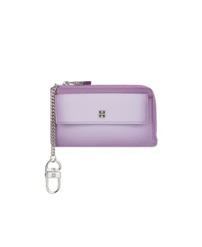 Givenchy Logo Zipper Card Bag In Purple