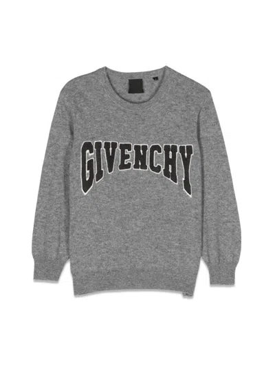 Givenchy Logo-appliqué Marl-knit Jumper In Grey