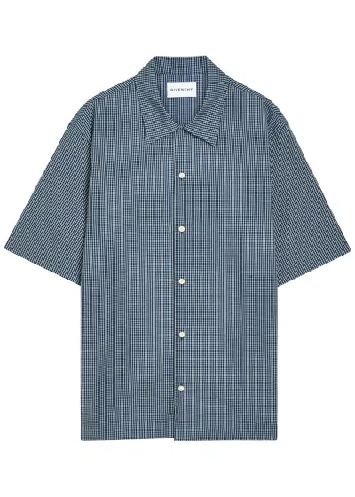Givenchy Logo-appliquéd Checked Cotton Shirt In Blue