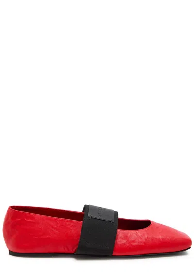 Givenchy Logo-appliquéd Leather Ballet Flats In Red