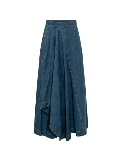 Givenchy Logo-detail Asymmetric Midi Skirt In Blue