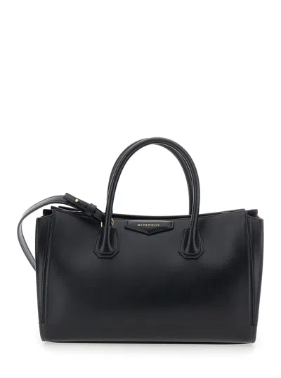 Givenchy Logo-detail Leather Handbag With Zip Closure, Leather Handles, 30 X 20 X 10 Cm In Black