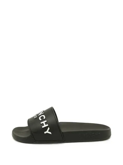 Pre-owned Givenchy Logo-detail Open-toe Slides In Black