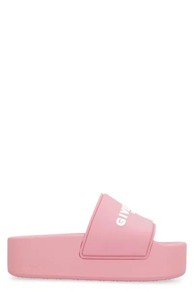 GIVENCHY LOGOED RUBBER PLATFORM SLIDES