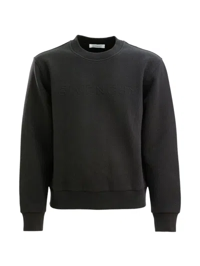 Givenchy Logo-embossed Chevron-pattern Sweater In Black