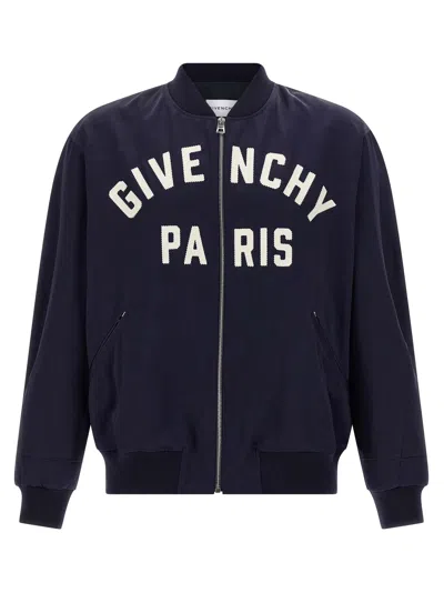 Givenchy Logo-embroidered Bomber Jacket In Navy