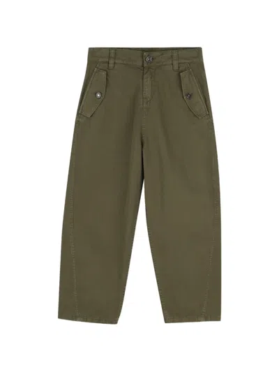Givenchy Kids' Logo-embroidered Button-pocket Trousers In Green