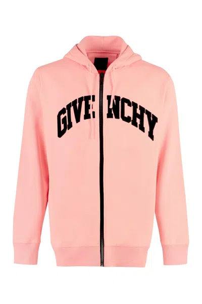 Givenchy Logo-embroidered Cotton Hoodie In Pink