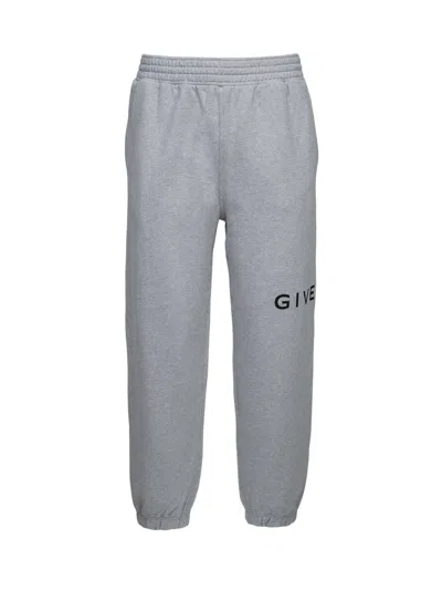 Givenchy Logo-embroidered Cotton Joggers In Gray