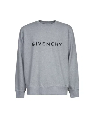 Givenchy Logo-embroidered Cotton Sweatshirt In Gray