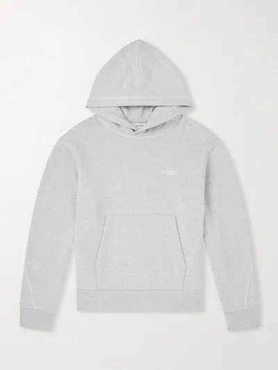 Givenchy Logo-embroidered Cotton-jersey Hoodie In Gray