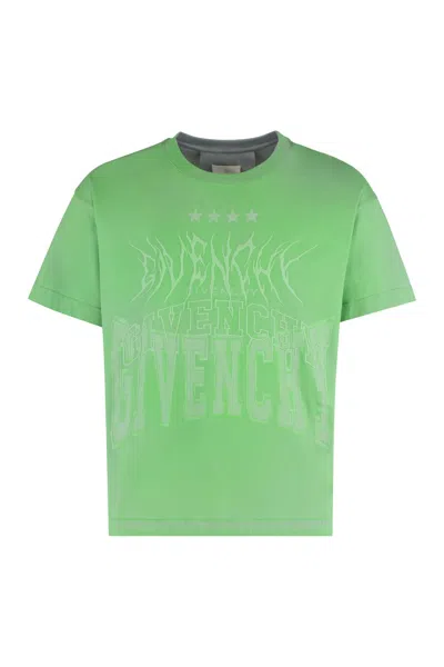 Givenchy Logo-embroidered Cotton-jersey T-shirt For Men In Green