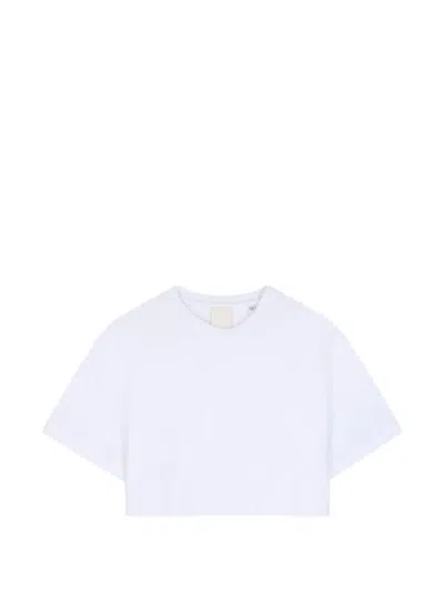 Givenchy Kids' Logo-embroidered Cropped T-shirt In White