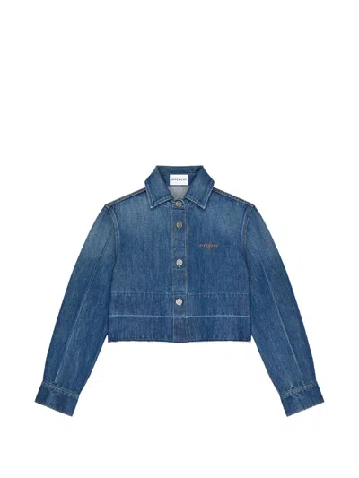 Givenchy Logo-embroidered Denim Jacket In Blue