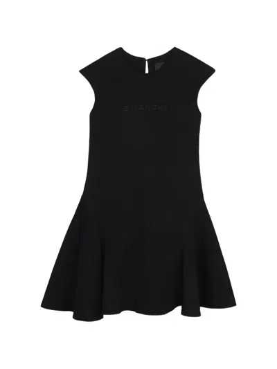 Givenchy Kids' Logo-embroidered Flared Dress In Black